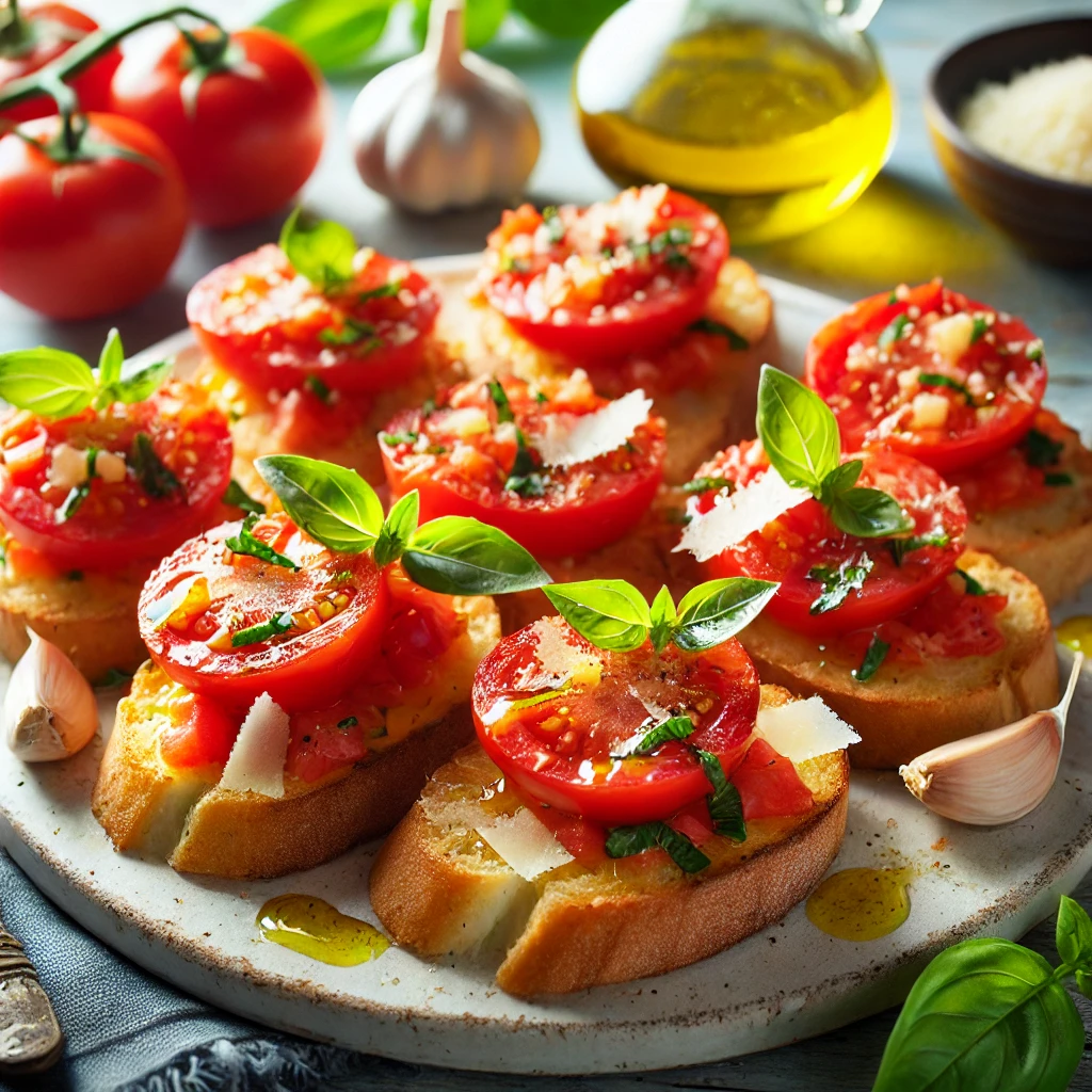 Crostini de tomates frescos